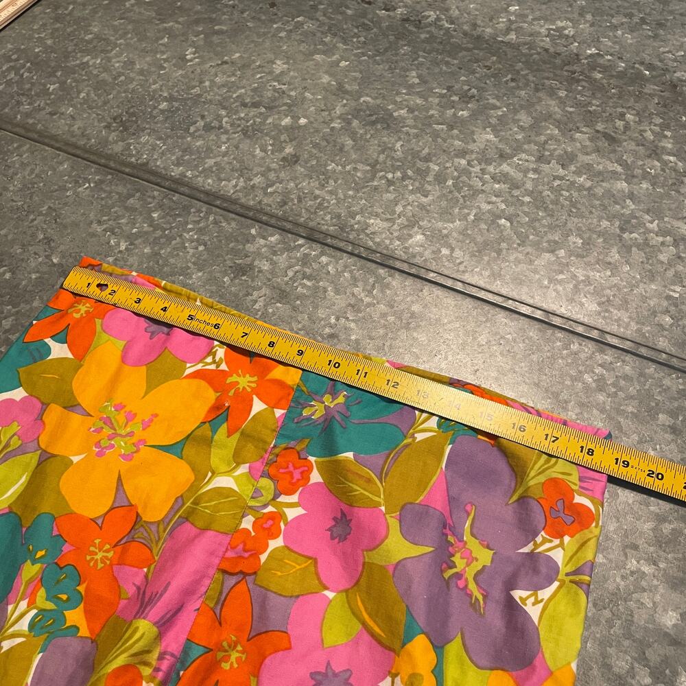 Vintage 60s Hawaiian Floral Swim Board Shorts Medium Cotton Trunks Retro Hippie - Picture 8 of 11